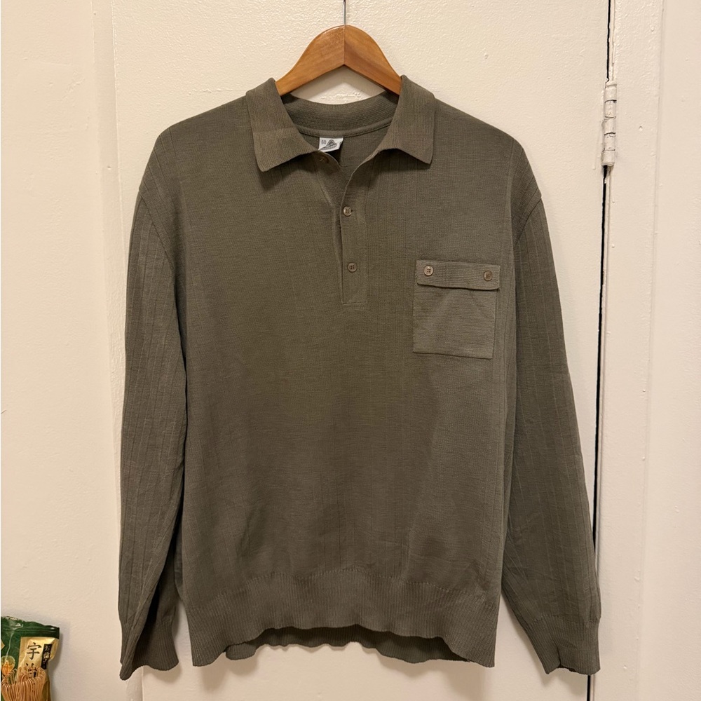 Olive Long Sleeve Polo Shirt
